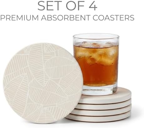 Absorbent Ceramic Leaf Coasters Set of 4 with Cork Back