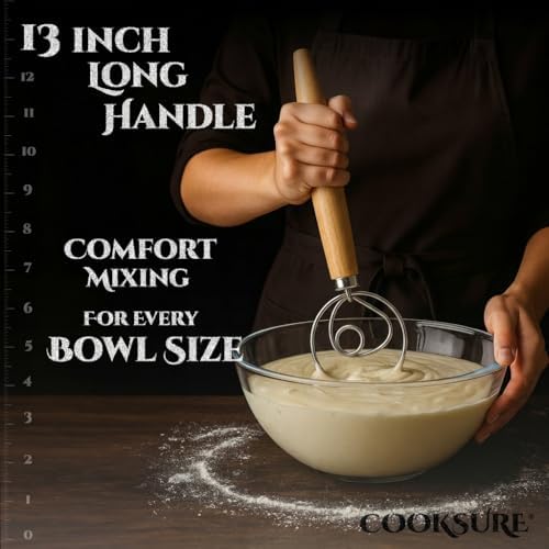 304 Stainless Steel Danish Dough Whisk, 13 Inch