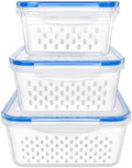 3-Pack Produce Keeper Containers with Strainers & Lids, Fruit and