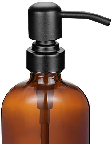 2 Pack Amber Glass Soap Dispensers, 16 Ounce