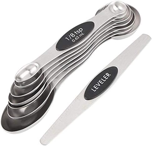 Measuring Spoons with Scraper, Stainless Steel Set