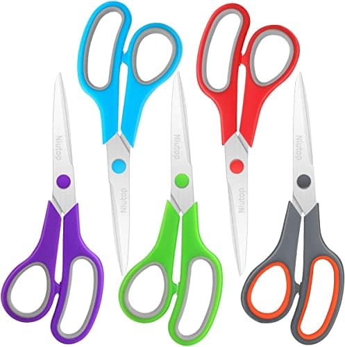 Scissors Bulk Set of 5-Pack, Niutop 8" Multipurpose Sharp Sewing Craft