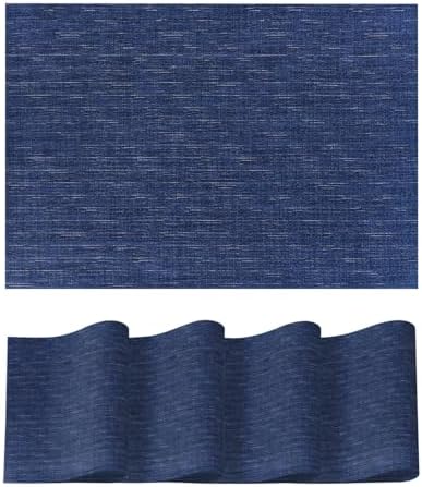 Artoid Mode Navy Blue Vinyl Placemats Set of 4, Washable Heat