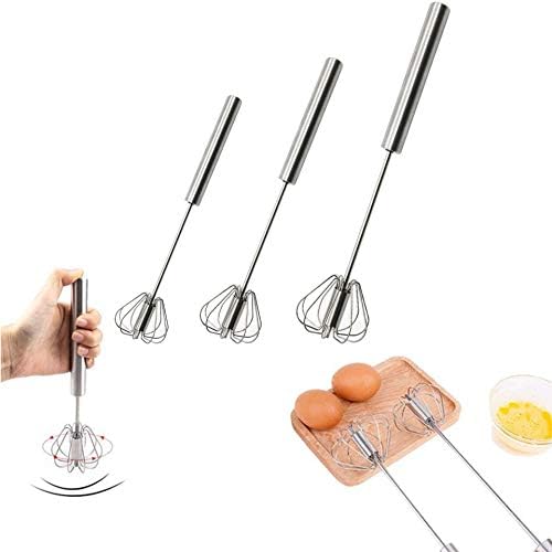 Stainless Steel Semi-automatic Egg Whisk - 3PCS Hand Push Rotary Whisk
