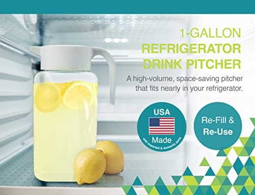 Arrow Home Products 1 Gallon Plastic Pitcher with Lid - Clear Plastic
