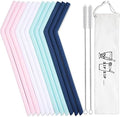 Hiware 12 Pcs Reusable Silicone Drinking Straws with Travel Case