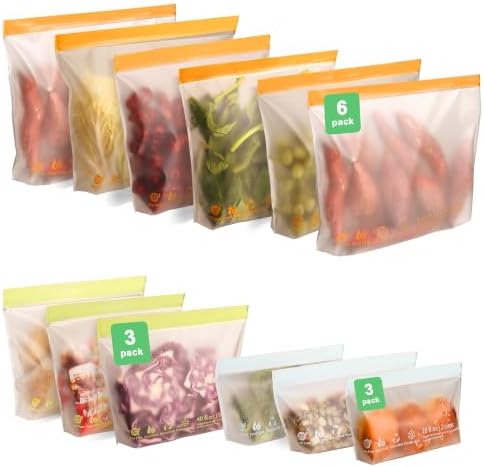 12 Pack Reusable Sandwich Bags, Silicone Bags for Food Storage Freezer