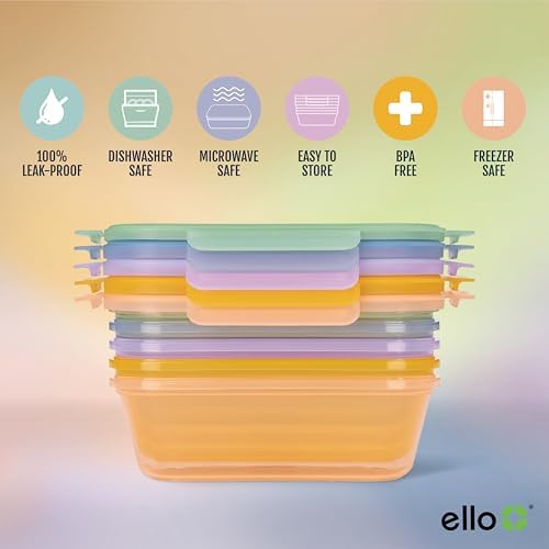 Ello Snap & Nest 4.5 Cup Plastic Meal Prep Set, 10 Piece, Cactus