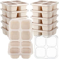 Ziliny 12 Pcs 4-Compartment Snack Boxes, Beige