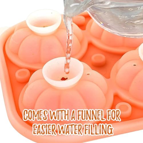 Orange 3D Pumpkin Ice Cube Tray for Freezer, Halloween Pumpkin Ice