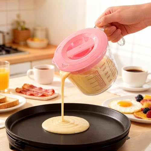 6 Pcs Glass Measuring Cups with Lids Set, 1-Cup, 2-Cup, 4-Cup