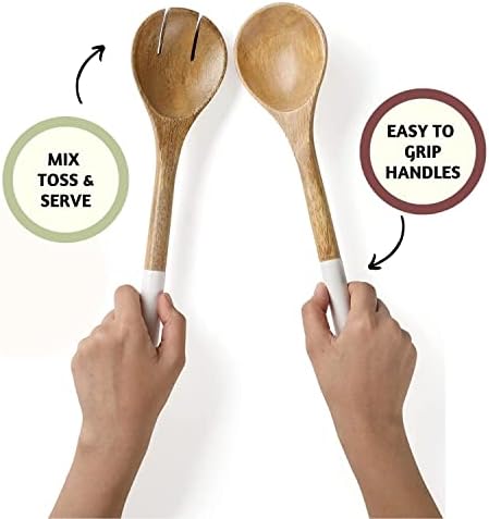 Folkulture Salad Servers or Salad Tongs | Set of 2 (12") Serving