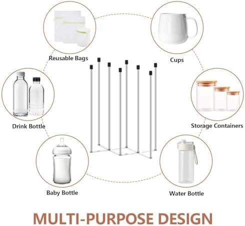 2 Pcs Foldable Bottle Drying Rack Stainless Steel Plastic Bag Drying