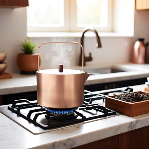 YJX Pure Copper Stovetop Tea Kettle, 1500ml