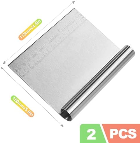 ZukoCert 2-Pack Stainless Steel Bench Scraper – Durable Dough Cutter