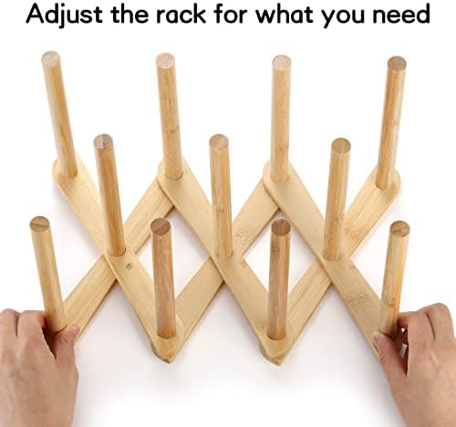 Lawei 2 Pack Bamboo Bottle Drying Rack, Retractable Bottle Cup Dish