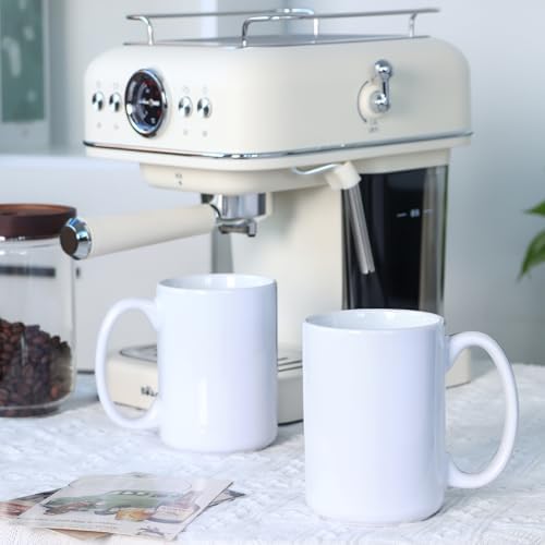 15 OZ Coffee Mugs, Classic Blank Ceramic Cup with Large Handle for Tea