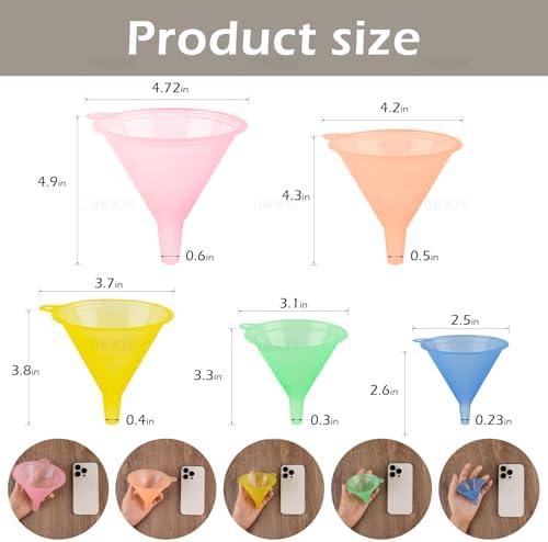 AUEAR, Candy Colors Plastic Funnel Set for Quick and Clean