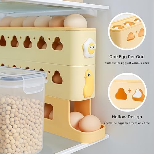 Automatic Rolling Egg Holder for Fridge – 4-Layer Automatic Egg