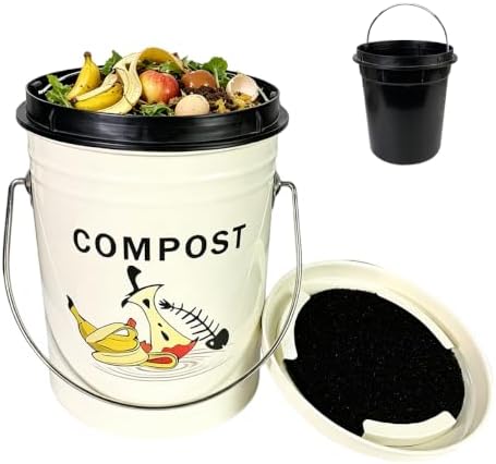 1.3-Gallon Stainless Steel Kitchen Compost Bin with Lid