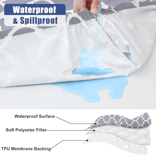 Smiry 2 Pack Rectangle Table Cloth 6 Foot, Waterproof Elastic Fitted