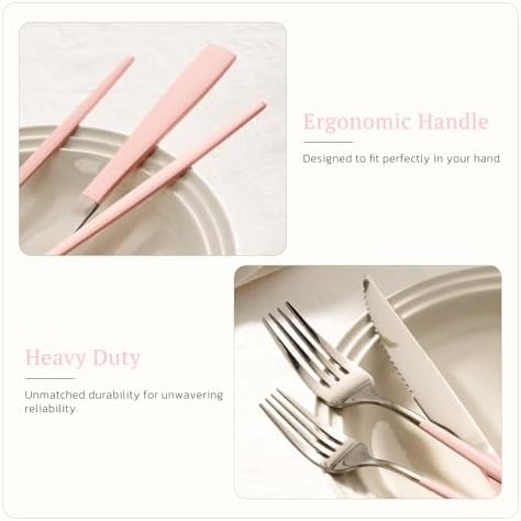 Astercook Silverware Set with Steak Knives 24-Piece Flatware Set for 4