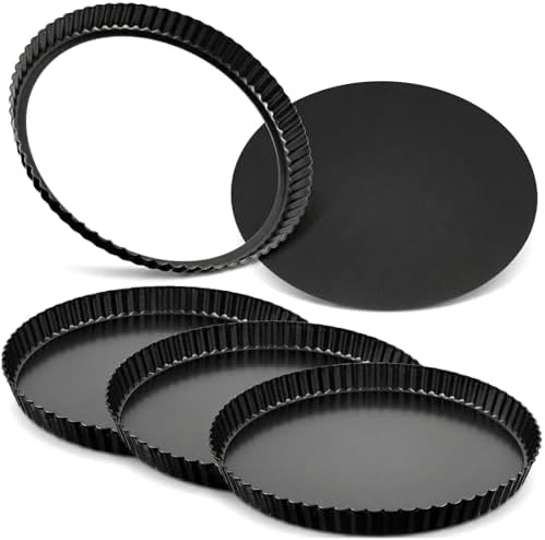 11 Inch Tart Pan with Removable Bottom, Non-Stick Pie Pan for Baking