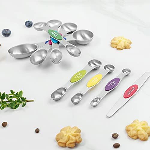 Magnetic Measuring Spoons Set - Stainless Steel Stackable Dual Sided