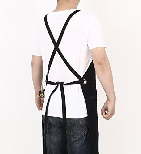 Heavy Duty Canvas Work Apron, Tool Pockets, Back Straps Adjustable（black） - Image 5