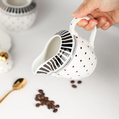 Polka Dot Ceramic Creamer and Sugar Bowl Coffee Serving Set