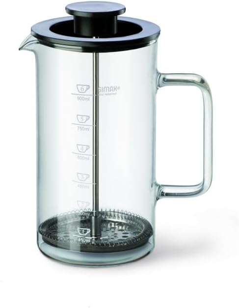 SIMAX French Press Coffee Maker, 1 Liter, Borosilicate Glass