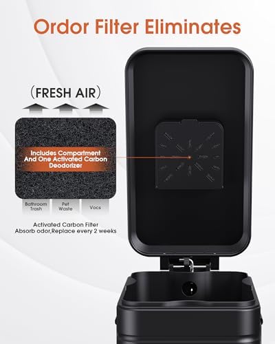 Small Trash Can with Lid, 2.6 Gal, Black