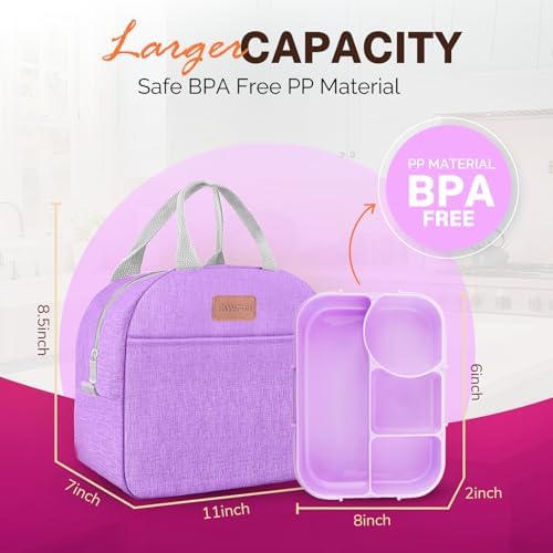 EASYFUN Bento Lunch Box, 4-Compartment, Purple