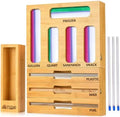 9-in-1 Bamboo Storage Bag Organizer with Cutter, Kitchen Drawer & Wall