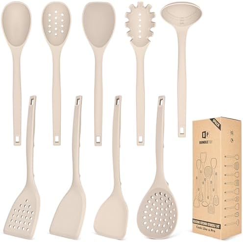 BUNDLEPRO Silicone Cooking Utensil Set, 9-Piece