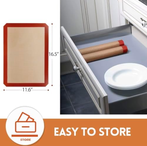 Silicone Baking Mat Set of 4, Non-Stick Reusable Baking Mats for