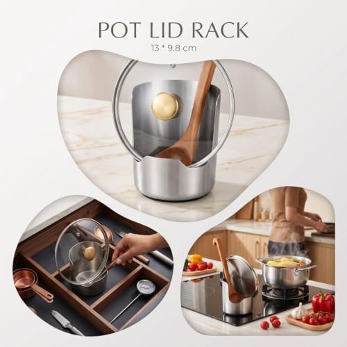 Stainless Steel Pot Lid and Spoon Rest, Multi‐Function Kitchen