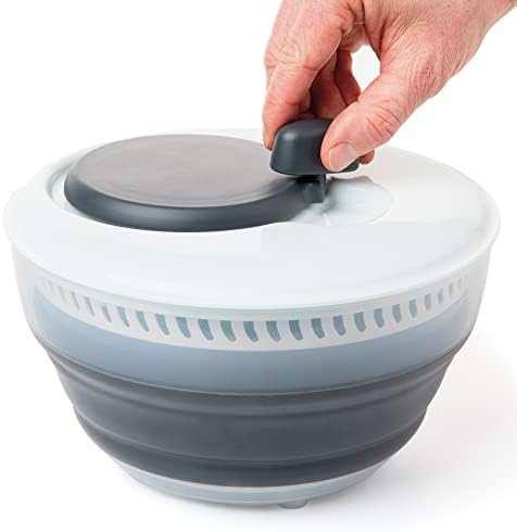 Prepworks by Progressive 3 Quart Space Saving Folding Collapsible Drainer, & Colander for Salad Preparation and Food Washing (Grey)