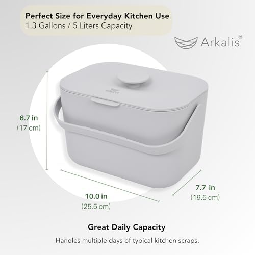 1.3 Gallon Countertop Kitchen Compost Bin with Lid