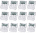 Weewooday 12 Pcs Digital Kitchen Timers, White