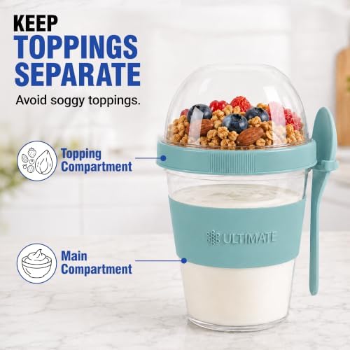 Ultimate Yogurt Parfait Cups with Lids and Spoon, 4 Pack, 20 oz (16+4)