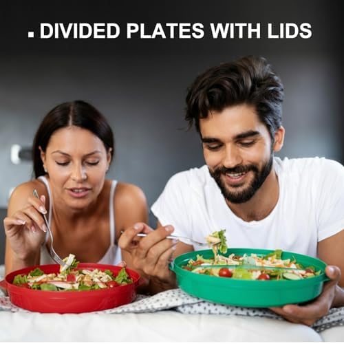 Hushee 4 Pcs Microwave Food Storage Containers, Round, Multicolor