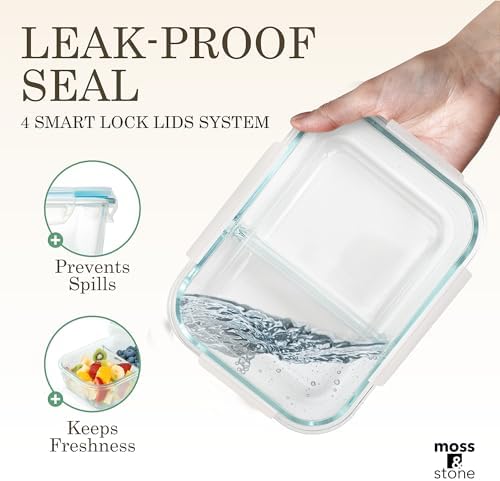 Moss & Stone 2-Pack Glass Meal Prep Containers with Lids
