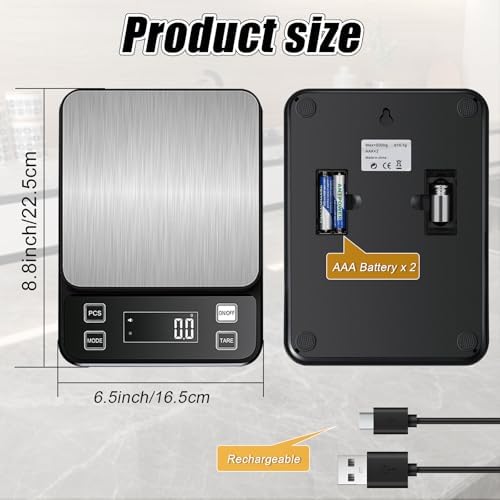 Waterproof Kitchen Scale, 10kg/22lb Food Scale Precisely Measures