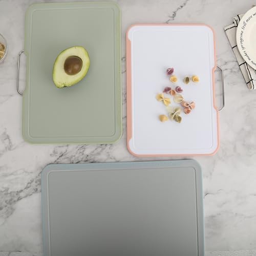 3-Piece Colorful Cutting Board Set with Stand | Color-Coded | Non-Slip | Dishwasher Safe | Durable Large Food Chopping Boards