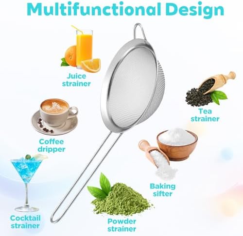 20packs Small Fine Mesh Strainer with Handle 3.3" Stainless Steel Tea