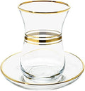 Vikko Turkish Tea Glasses & Saucers, 4 Oz Authentic Turkish Tea