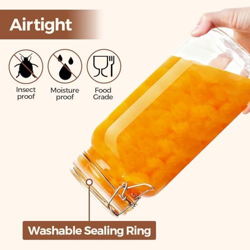 ComSaf 78 oz Glass Jars with Airtight Lids, 3 Pack