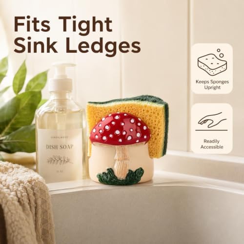 dgudgu Mushroom Kitchen Sponge Holder, Resin