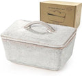 Besmeety Ceramic Butter Dish with Lid for Countertop, European 250g